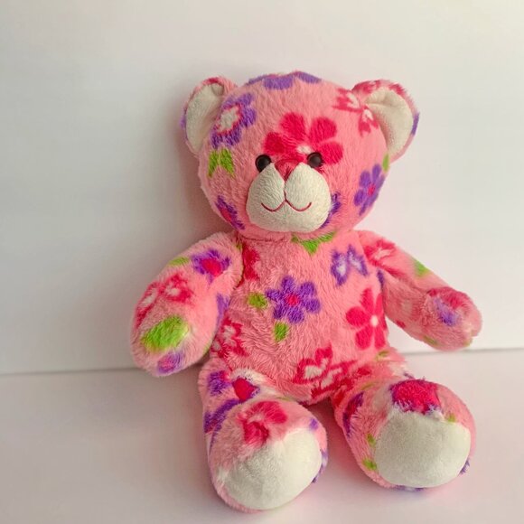 Build A Bear Pink Bear Flowers and Purple Butterflies Plush - Picture 1 of 5